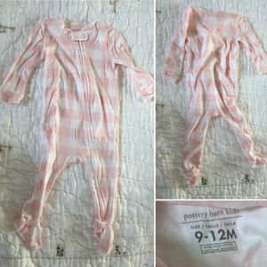 Pottery Barn Kids: Pink checkered pajamas. Size 9-12M.
